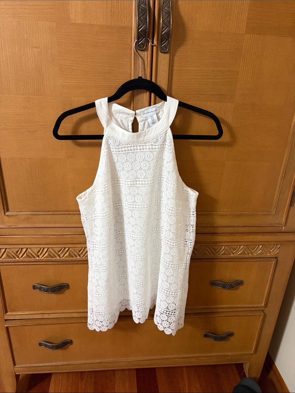 White Crochet Halter Tank Top - Lightweight Summer Shell